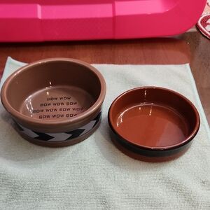 Brown and Black Dog Bowls Set